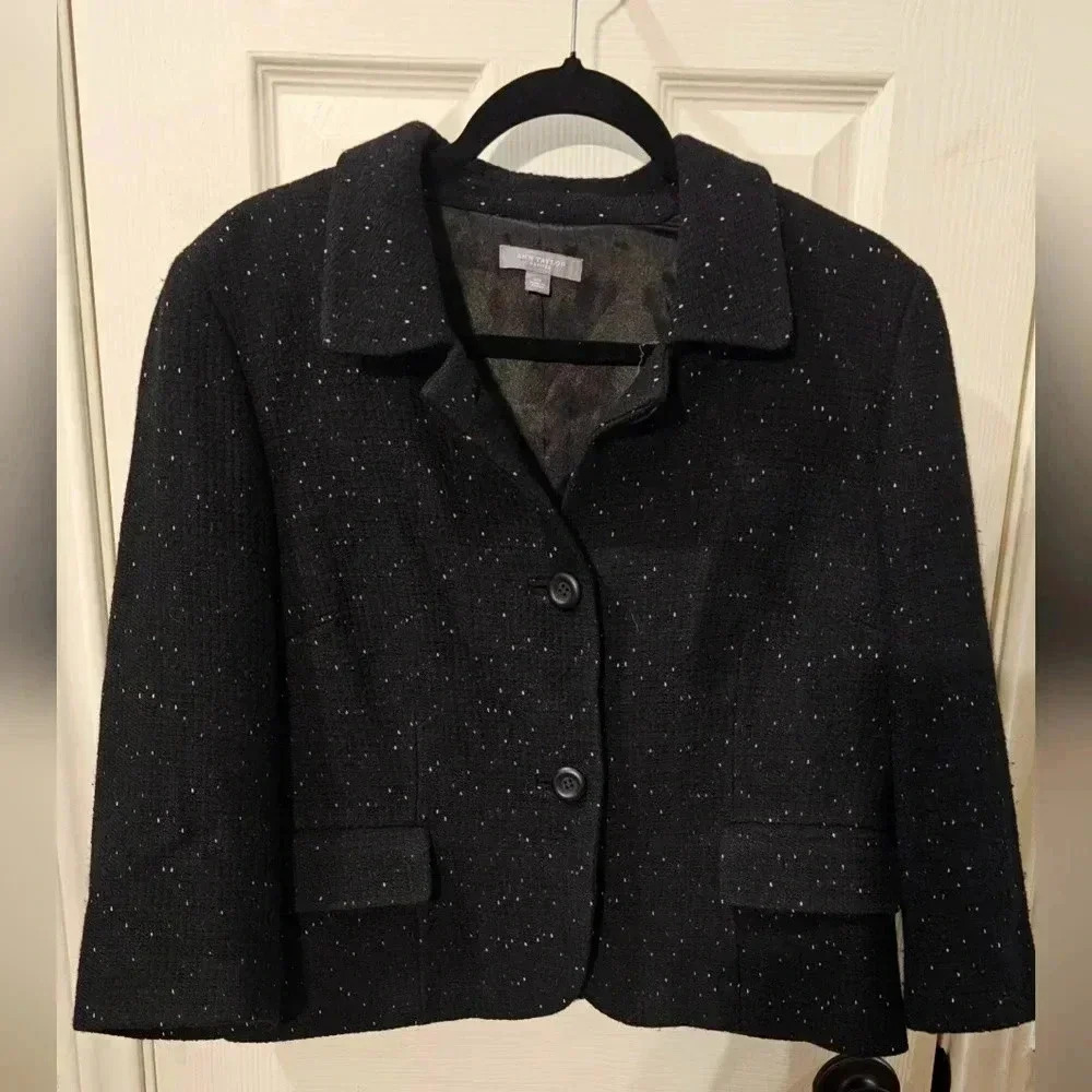 Ann Taylor Wool Acetate Blend Three Button Short Peacoat Size 14p
